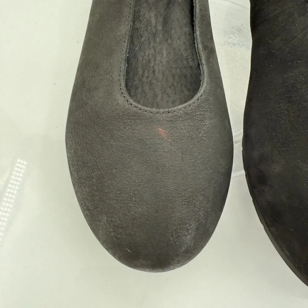 Eileen Fisher Womens Una Hidden Wedge Ballet Flats Sz 6.5 Black Suede Round Toe